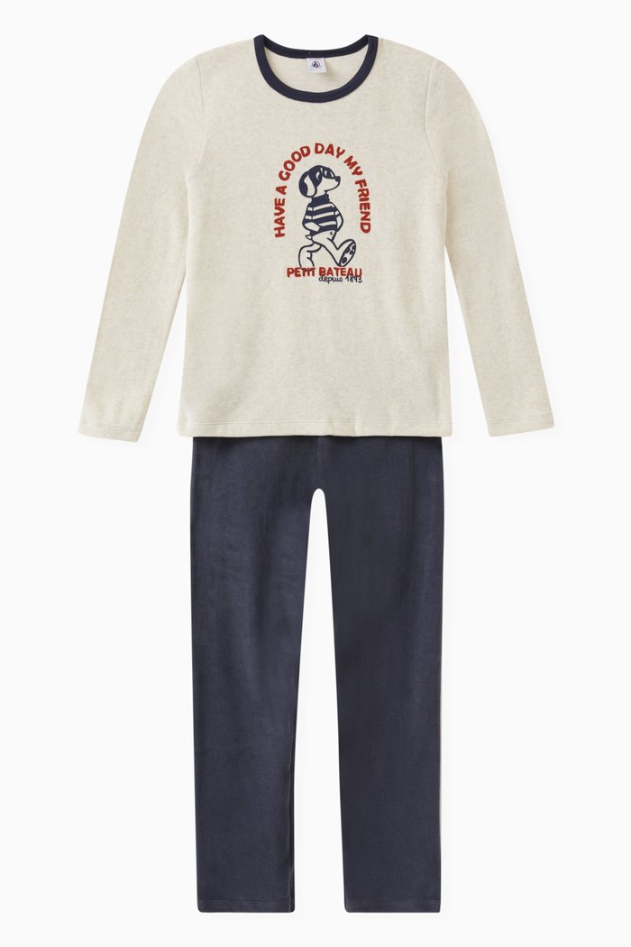 

Graphic Print Pyjamas in Velour, Multicolour
