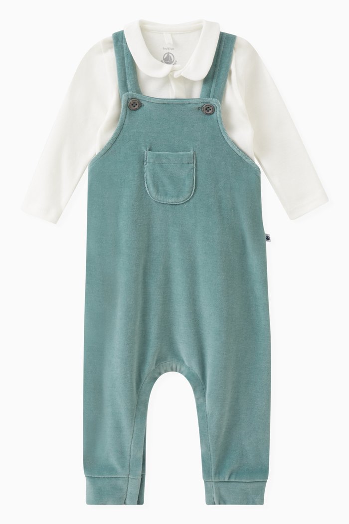 

Bodysuit and Dungaree Set in Velour, Green
