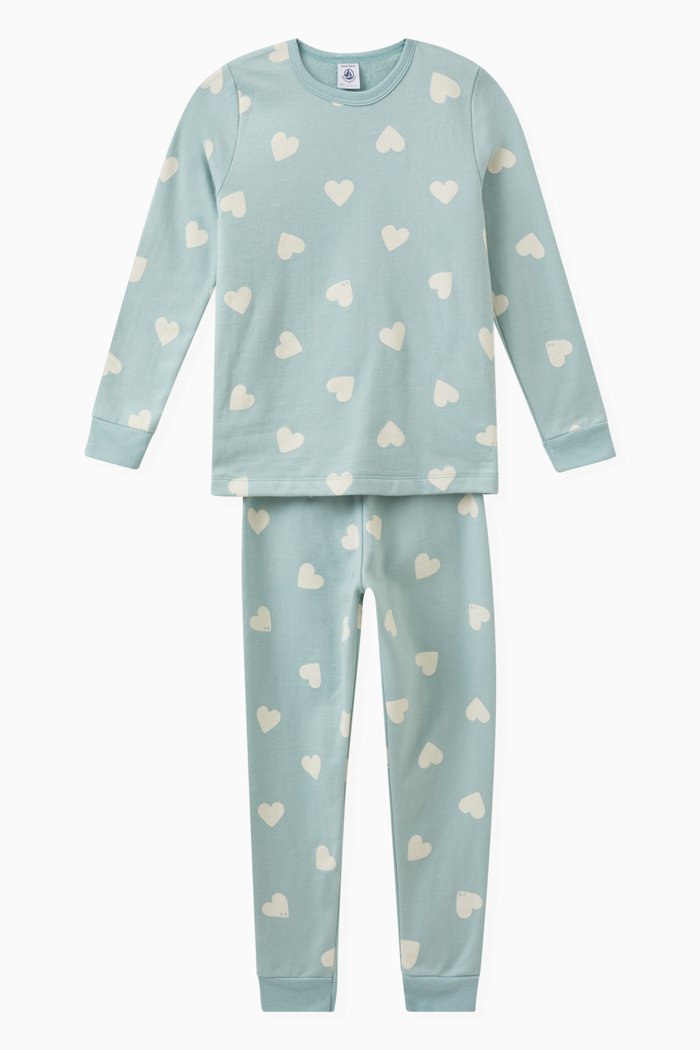 

Heart Print Fleece Pyjamas in Cotton, Multicolour