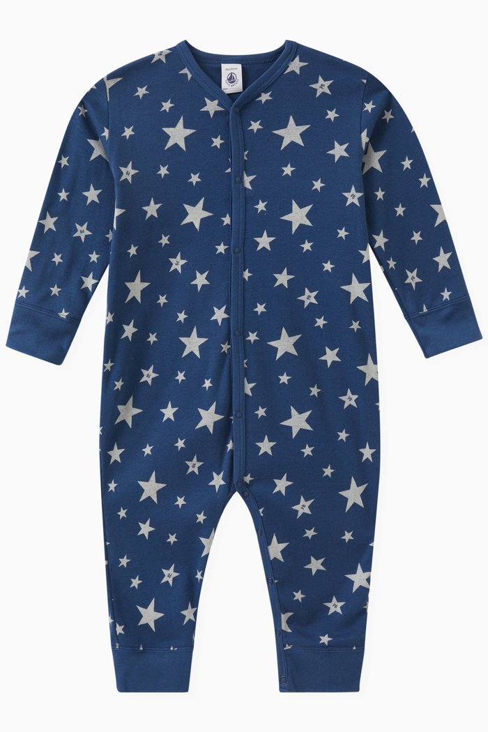 

Star Print Footless Pyjamas in Cotton, Multicolour