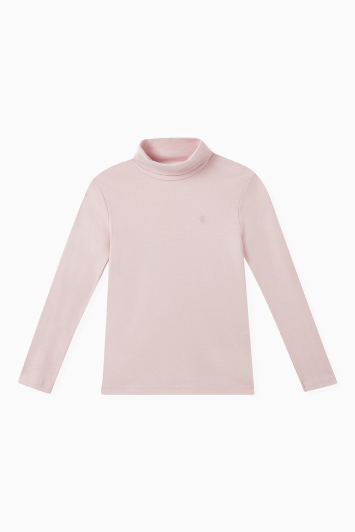 

Polo Neck Top in Cotton, Pink