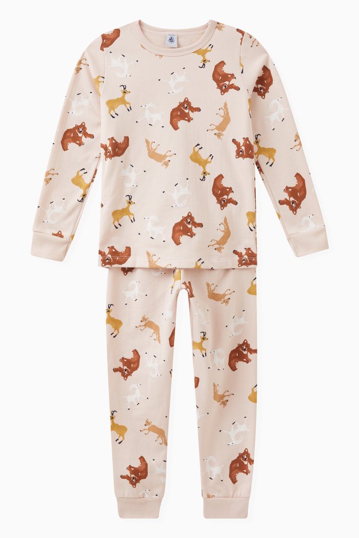 

Animal Print Fleece Pyjamas in Cotton, Multicolour