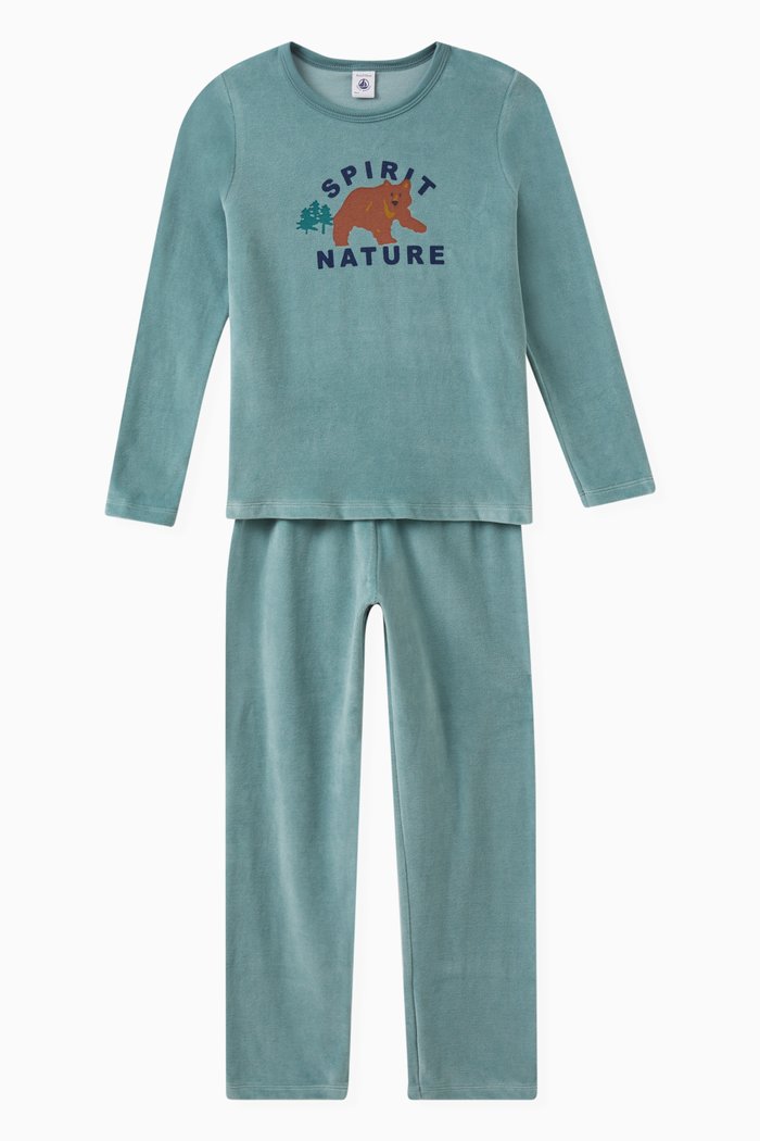 

Bear Print Pyjamas in Velour, Multicolour