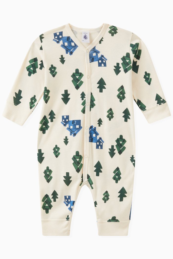 

Tree Print Footless Pyjamas in Cotton, Multicolour