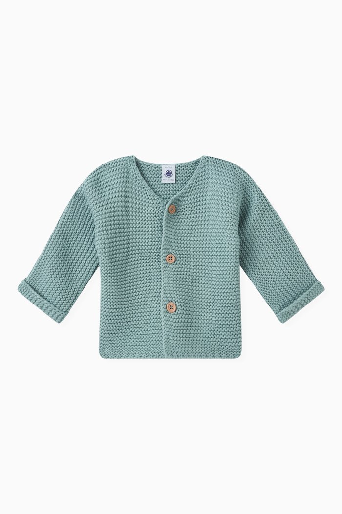

Moss Stitch Cardigan in Cotton, Green