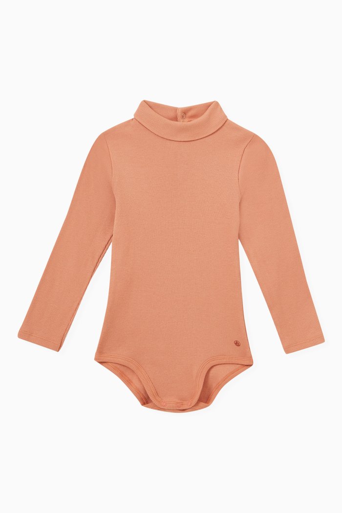 

Roll Neck Bodysuit in Cotton, Pink
