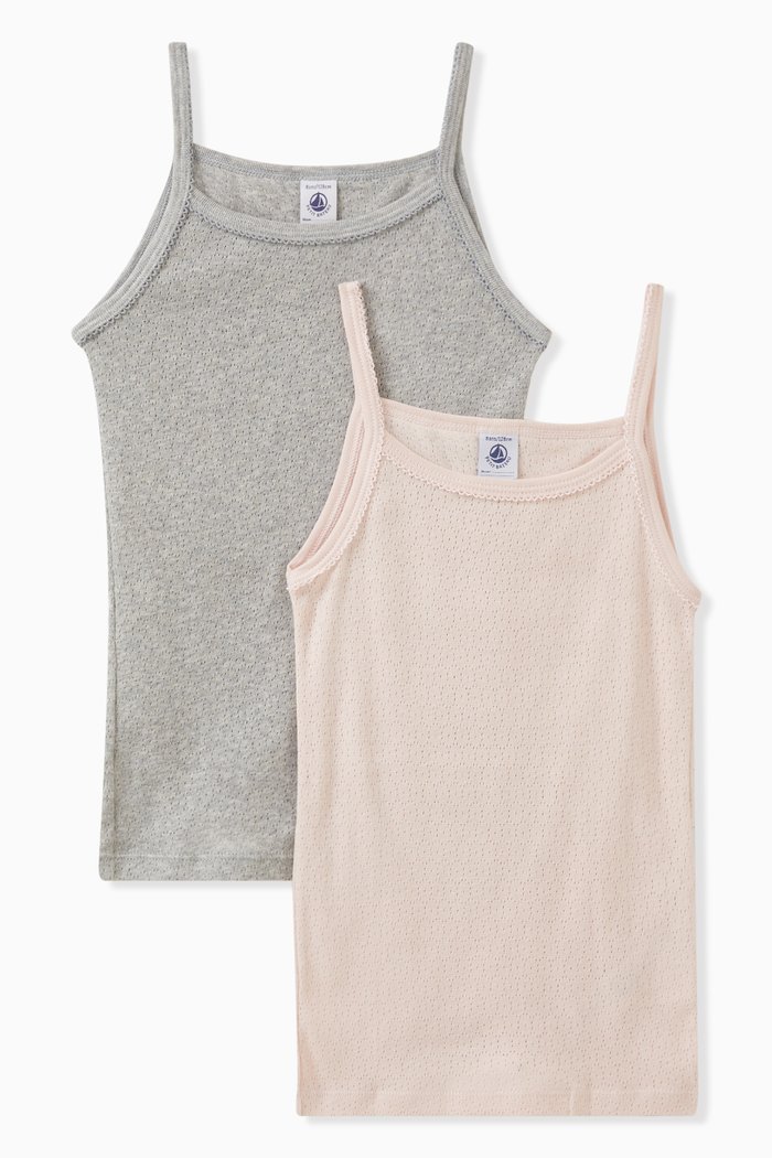 

Openwork Vests in Cotton, Pack of Two, Multicolour