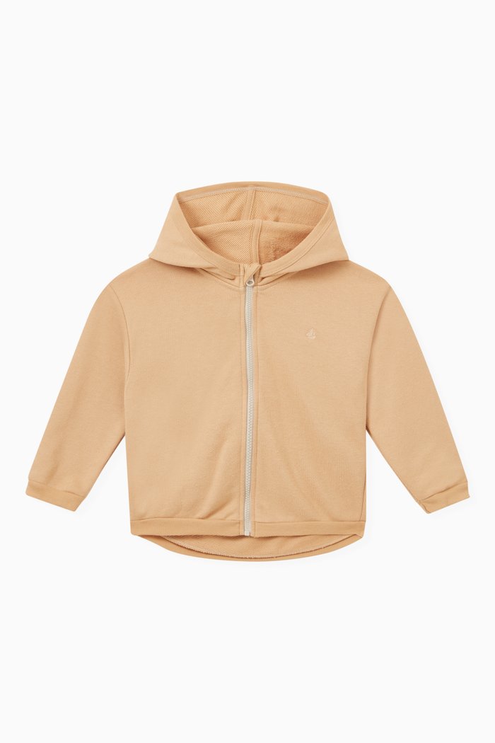 

Embroidered Logo Fleece Hoodie in Cotton, Neutral