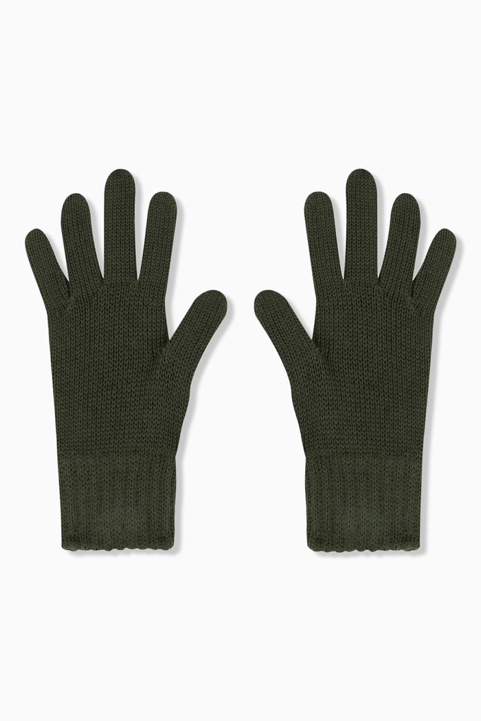 

Fleece-Lined Knitted Gloves in Organic Cotton, Green