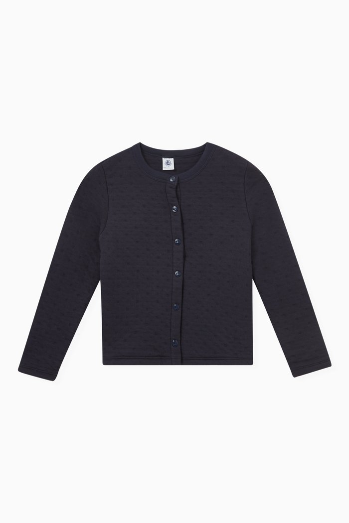 

Quilted Tube Cardigan in Cotton, Blue