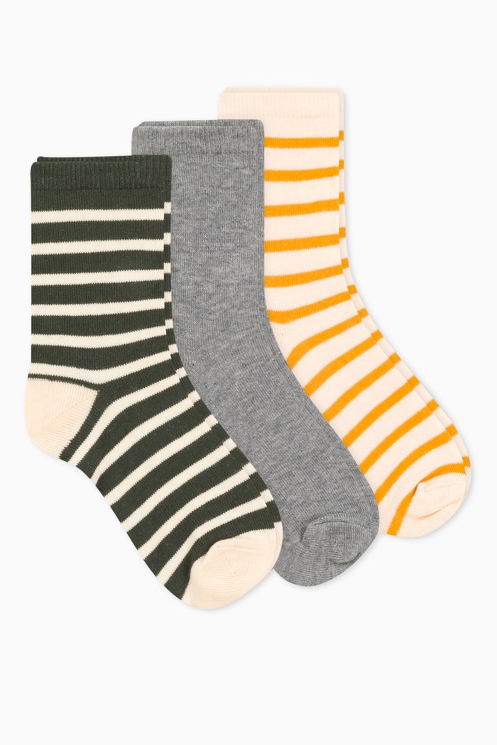 

Stripy Socks in Cotton, Pack of Three, Multicolour