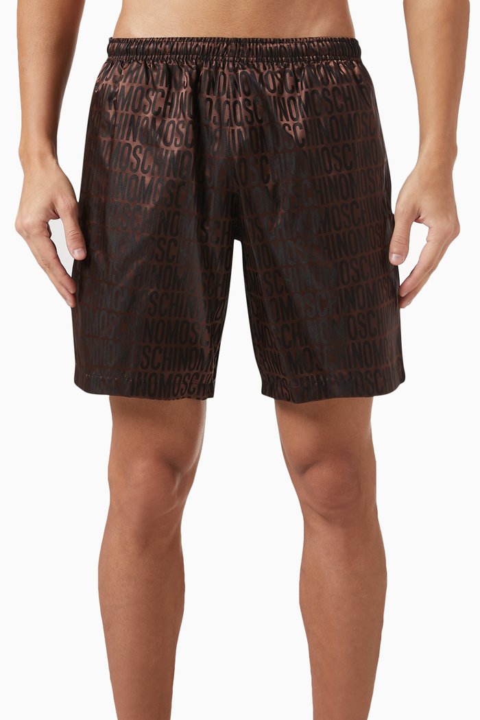 

Logo Jacquard Swim Shorts in Nylon, Brown