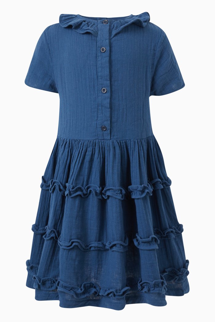 

Short Sleeved Dress in Cotton Guaze, Grey