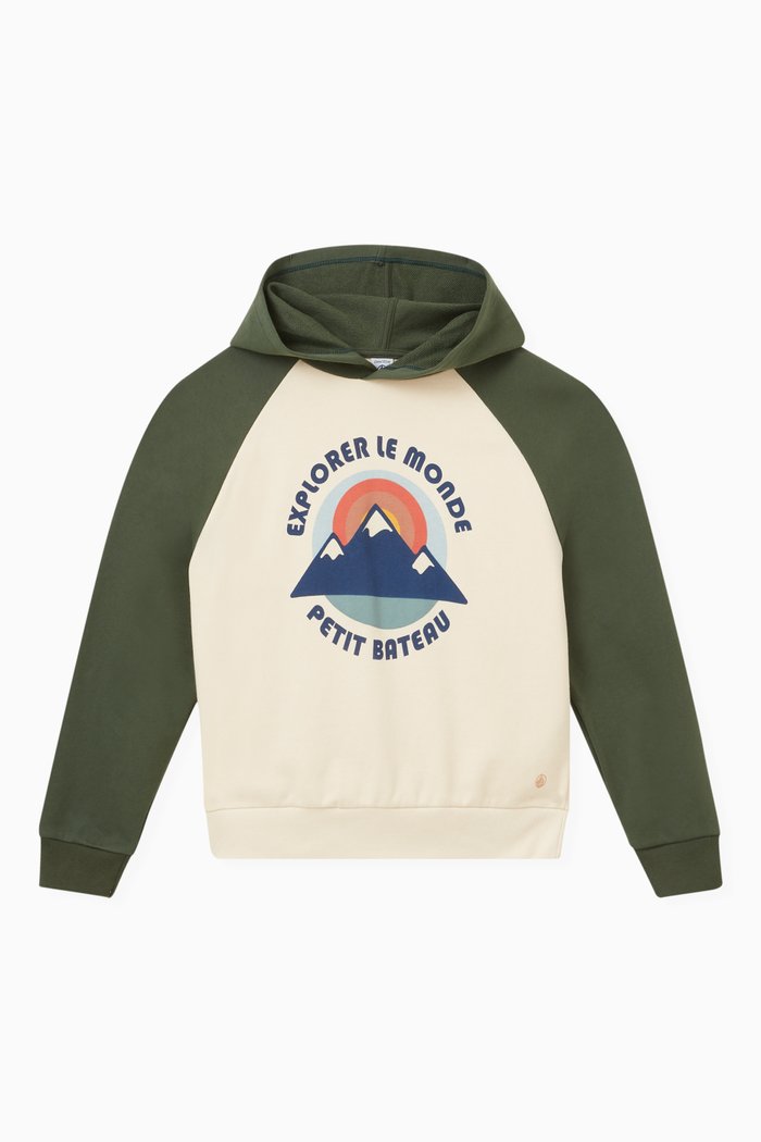

Graphic Print Hoodie in Cotton, Multicolour