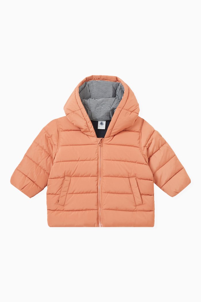 

Fleece Lined Puffer Jacket in Polyester, Pink