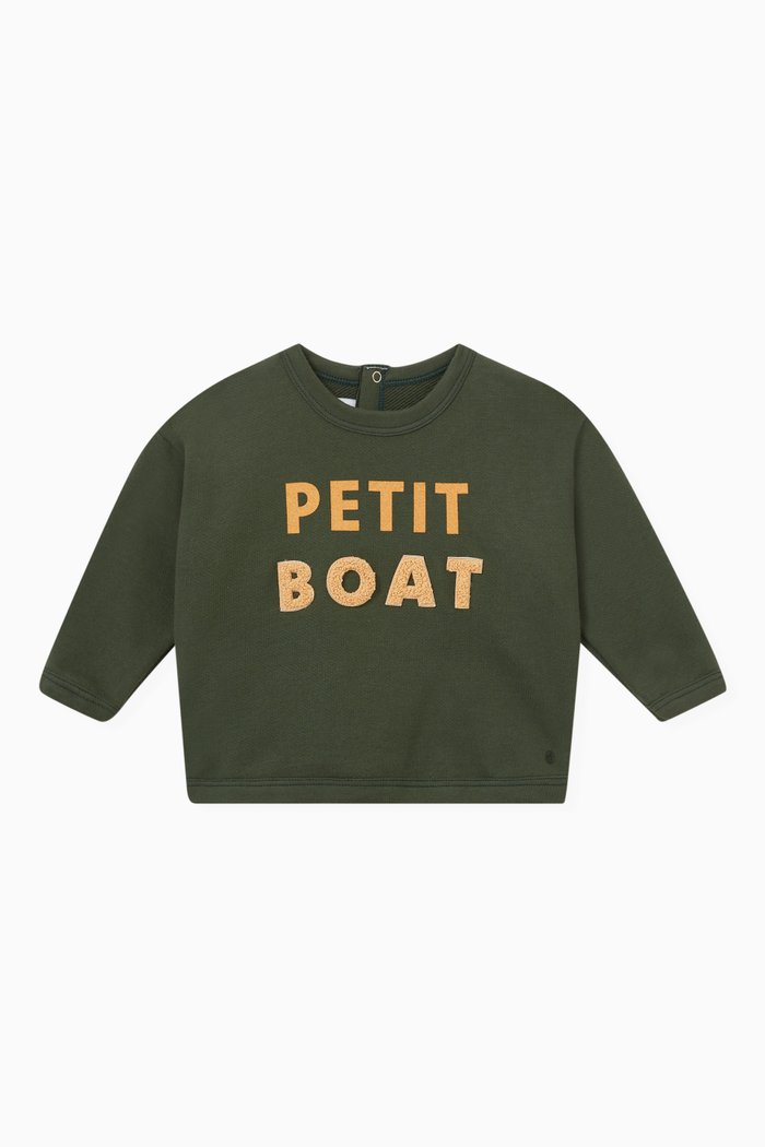 

Graphic Print Fleece Sweatshirt in Cotton, Green