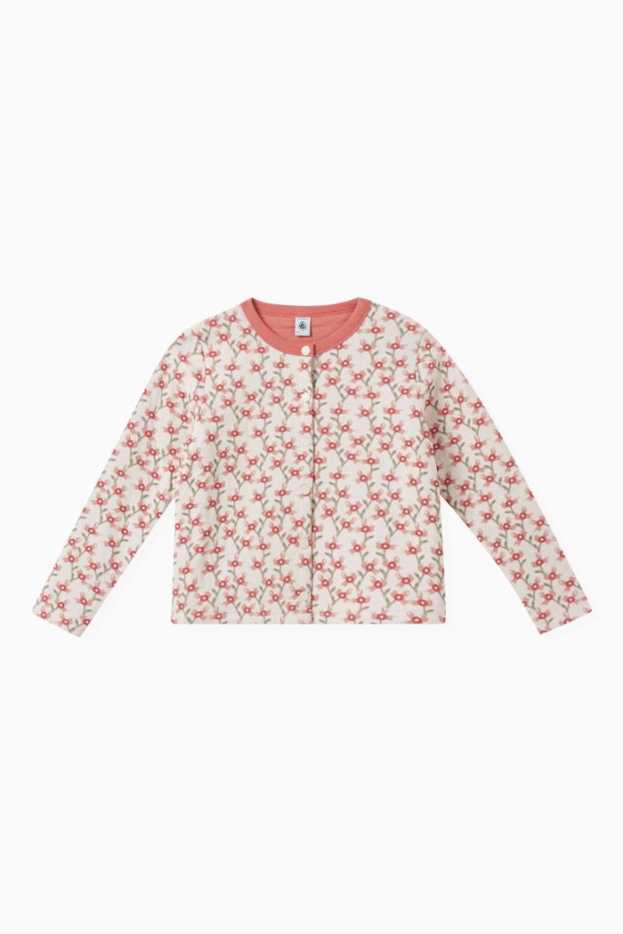 

Printed Quilted Tube Knit Cardigan in Cotton, Multicolour