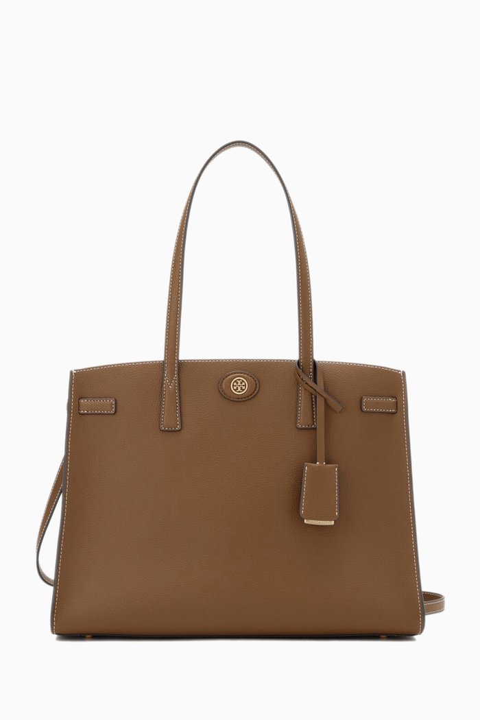 

Walker Satchel Bag in Leather, Brown