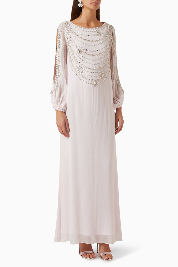 

Jewel Embellished Kaftan in Silk-georgette, Pink