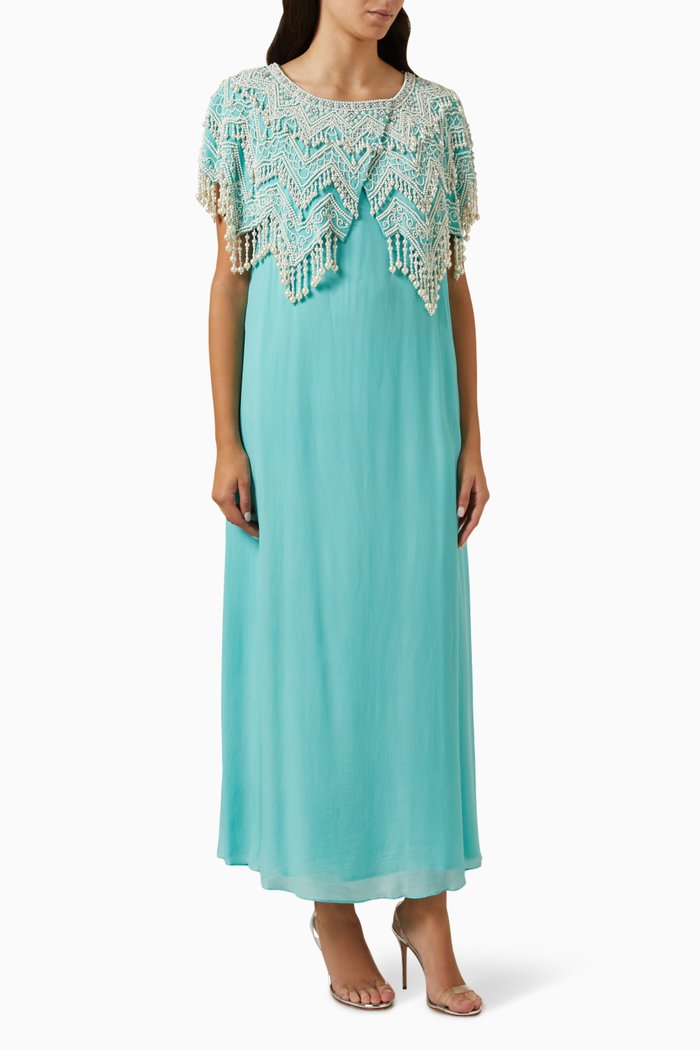 

Zara Embellished Kaftan in Silk-georgette, Blue