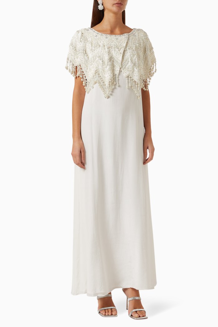 

Zara Embellished Kaftan in Silk-georgette, Neutral