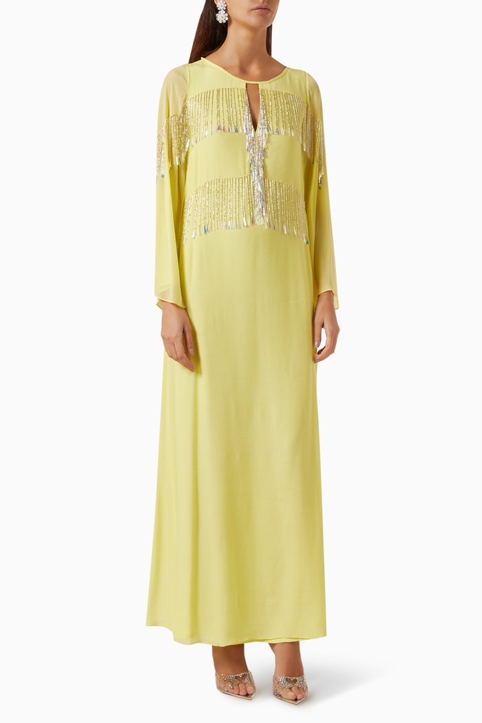 

Sarah Embellished Kaftan in Silk-crepe, Yellow