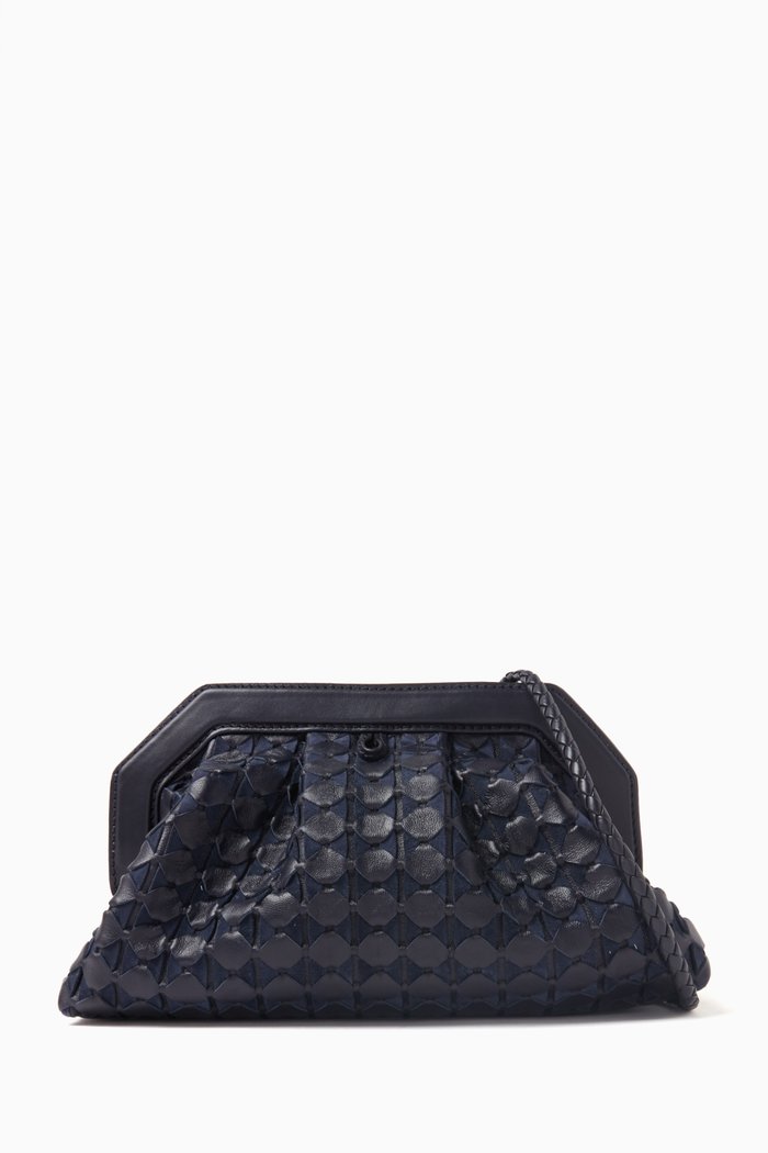 

Secret Clutch Bag in Mosaico Leather, Blue