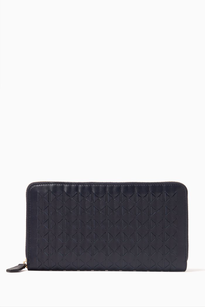 

Zip-around Wallet in Mosaico Leather, Blue