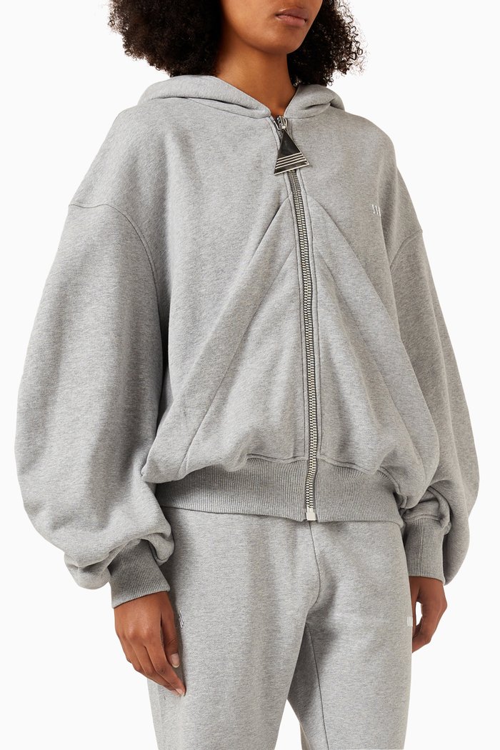 

Hooded Sweatshirt in Gauzed-fleece, Grey