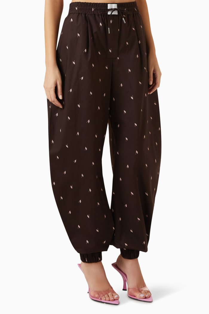 All-over Logo Long Pants in Cotton, Black