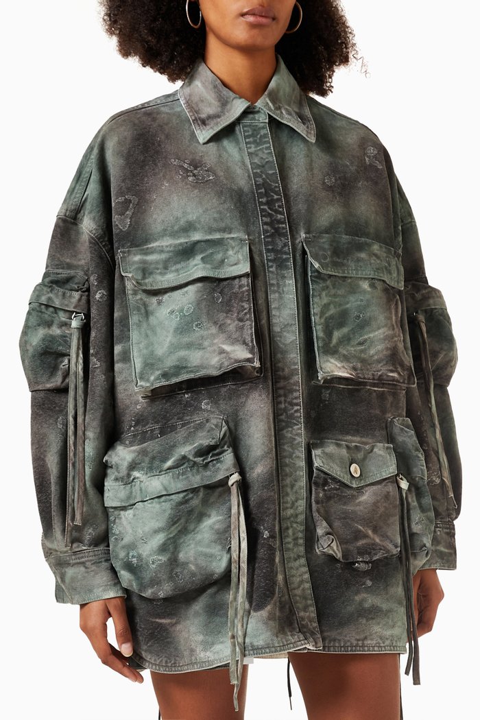 

Fern Short Coat in Denim, Green