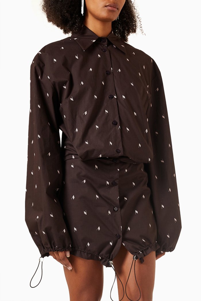 

Mini Shirt Dress in Poplin, Brown