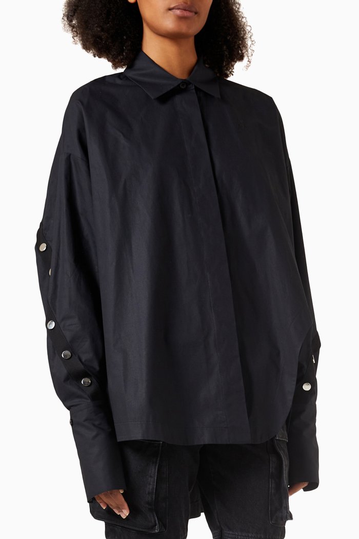 

Asymmetric Shirt in Poplin, Black
