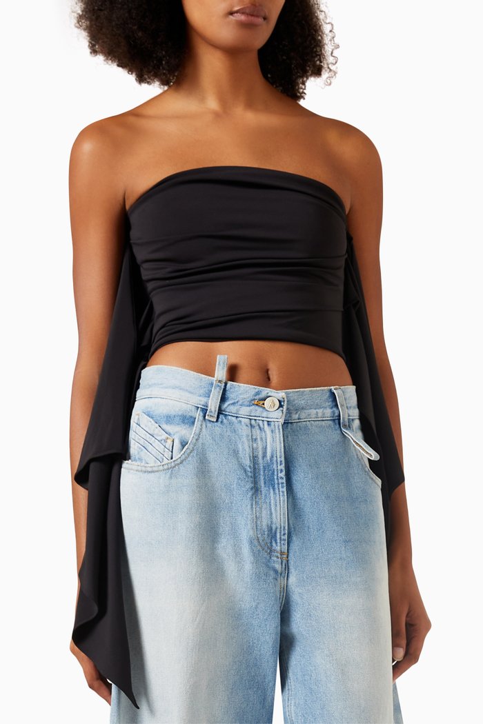 

Donna Draped Top in Stretch-jersey, Black