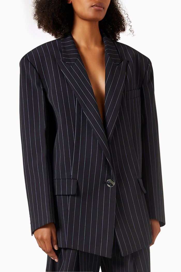 

Glen Oversized Blazer in Gabardine, Blue