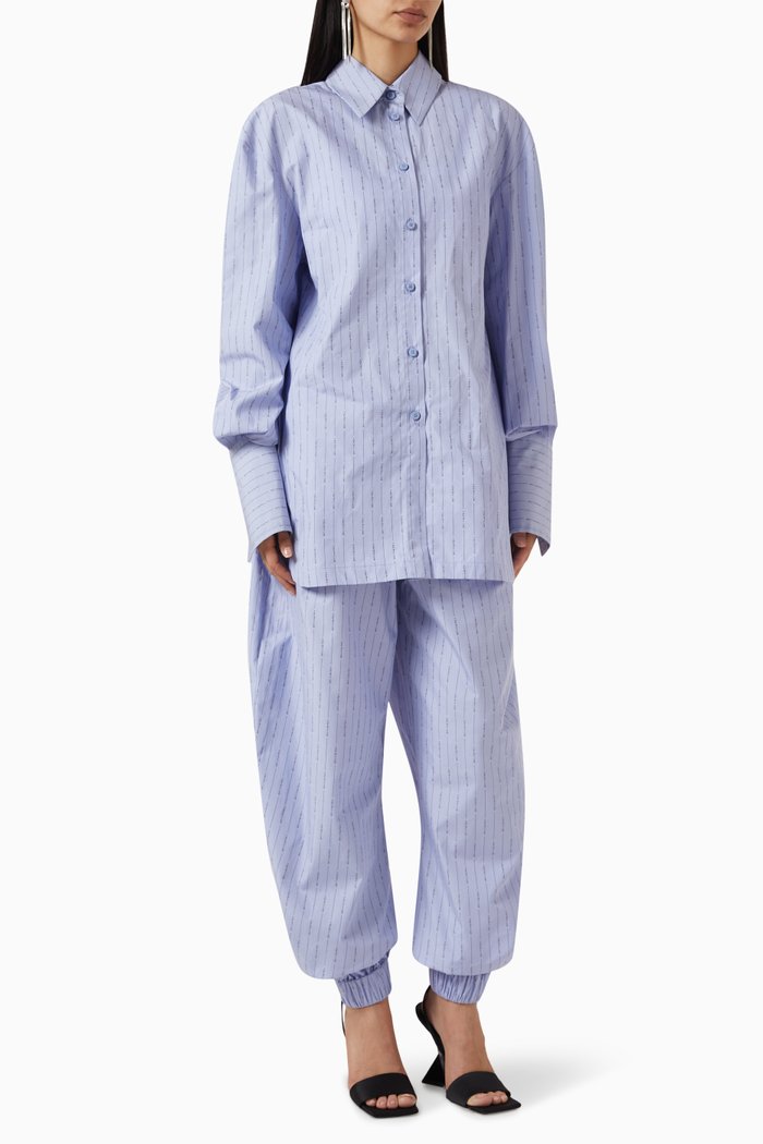

Logo Striped Shirt Jumpsuit, Blue