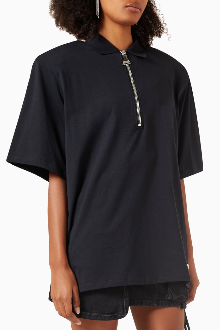 

Polo Boxy T-shirt in Cotton, Black