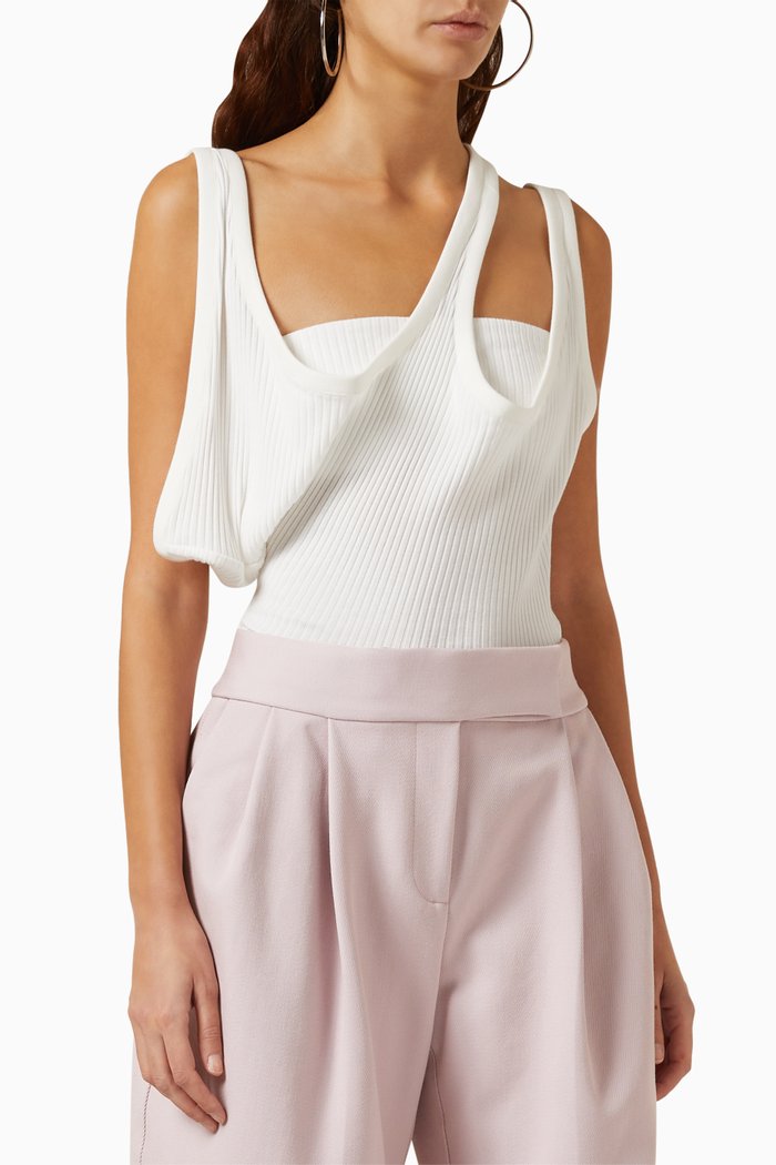 

Asymmetrical Top in Ribbed-jersey, White
