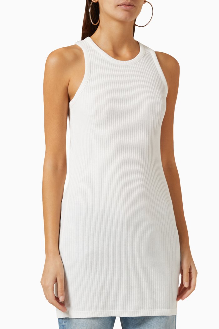 

Long Tank Top in Ribbed-jersey, White