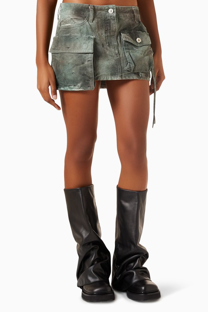 

Fay Cargo Mini Skirt in Denim, Green