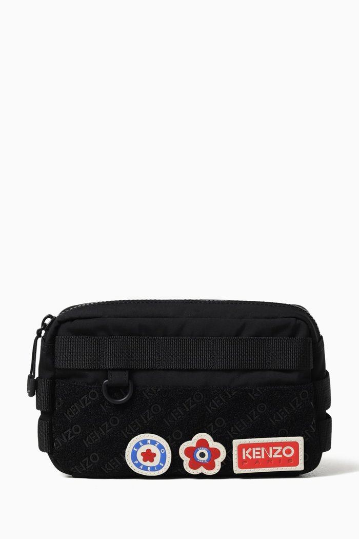 

Jungle Logo Belt Bag in Nylon Twill, Black