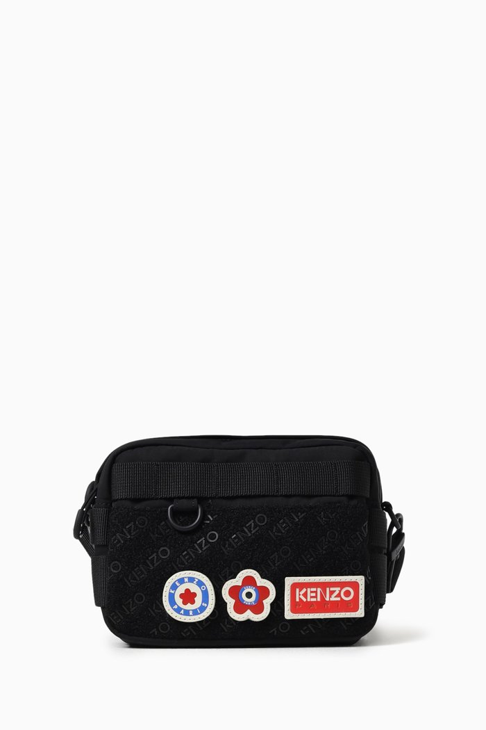 

Jungle Logo Shoulder Bag in Nylon Twill, Black