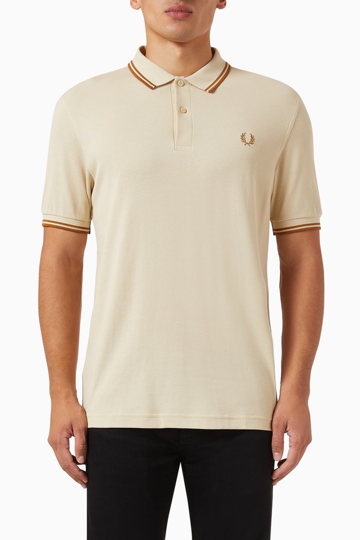 

Twin Tipped Polo Shirt in Cotton, Neutral