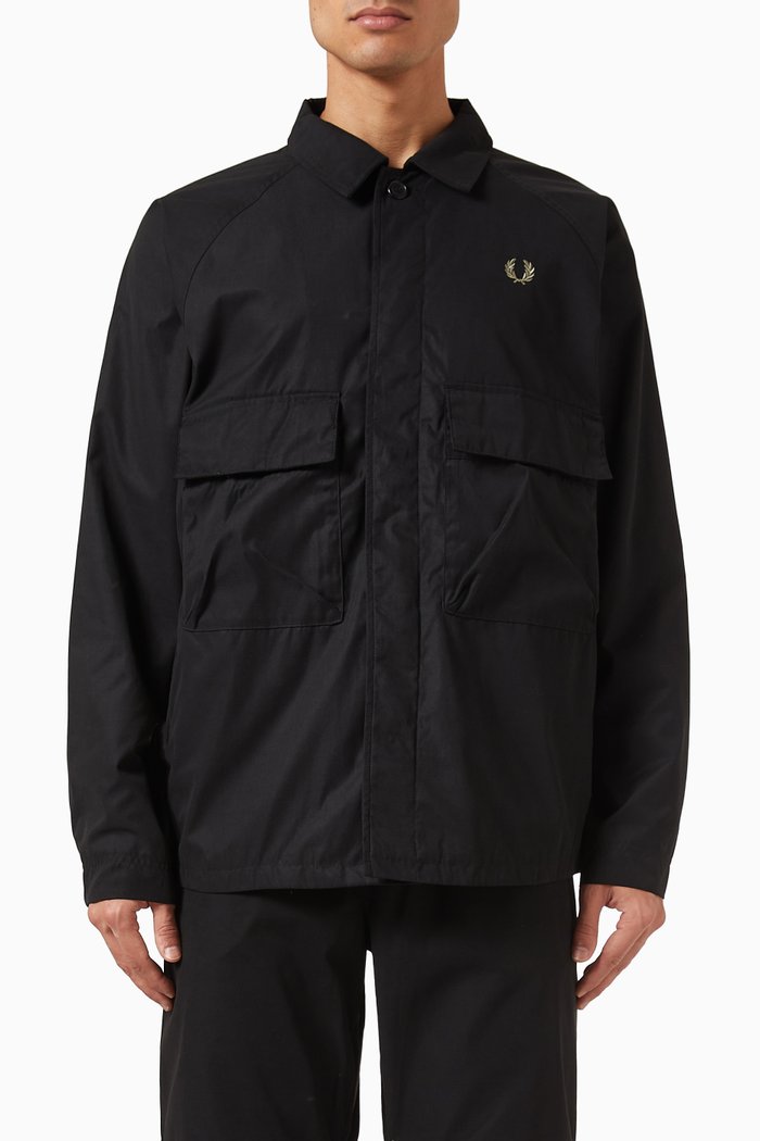 

Utility Overshirt in Cotton-blend, Black