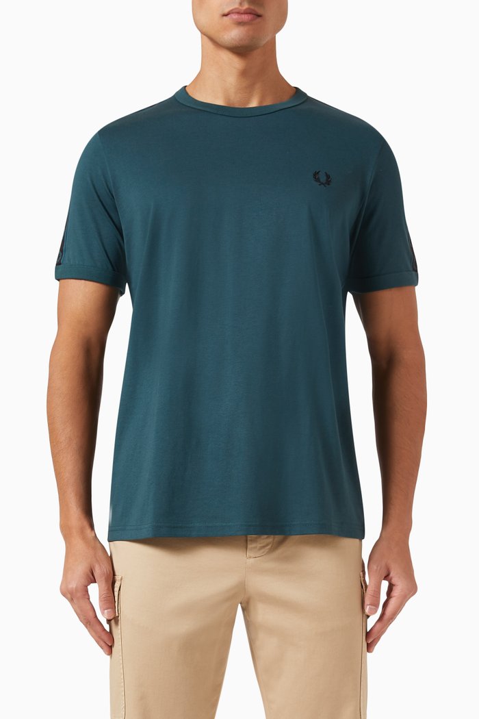 

Contrast Tape Ringer T-shirt in Cotton-jersey, Blue