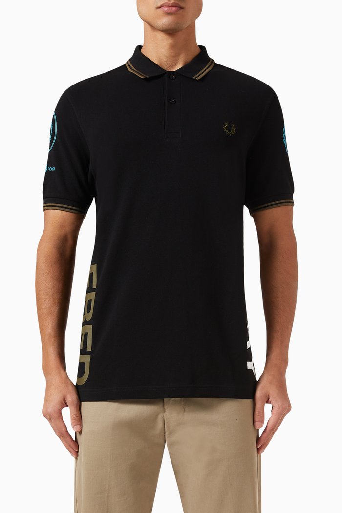 

Graphic-print Polo Shirt in Cotton-piqué, Black