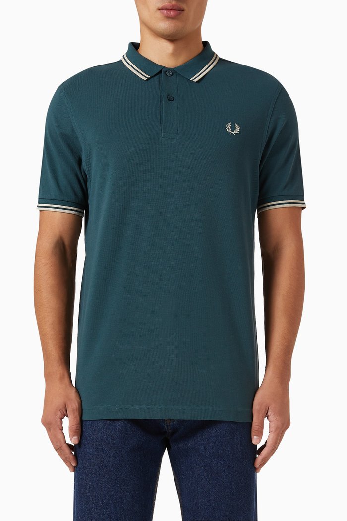 

Twin Tipped Polo Shirt in Cotton, Blue