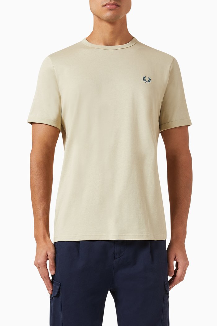 

Ringer T-shirt in Cotton-jersey, Neutral