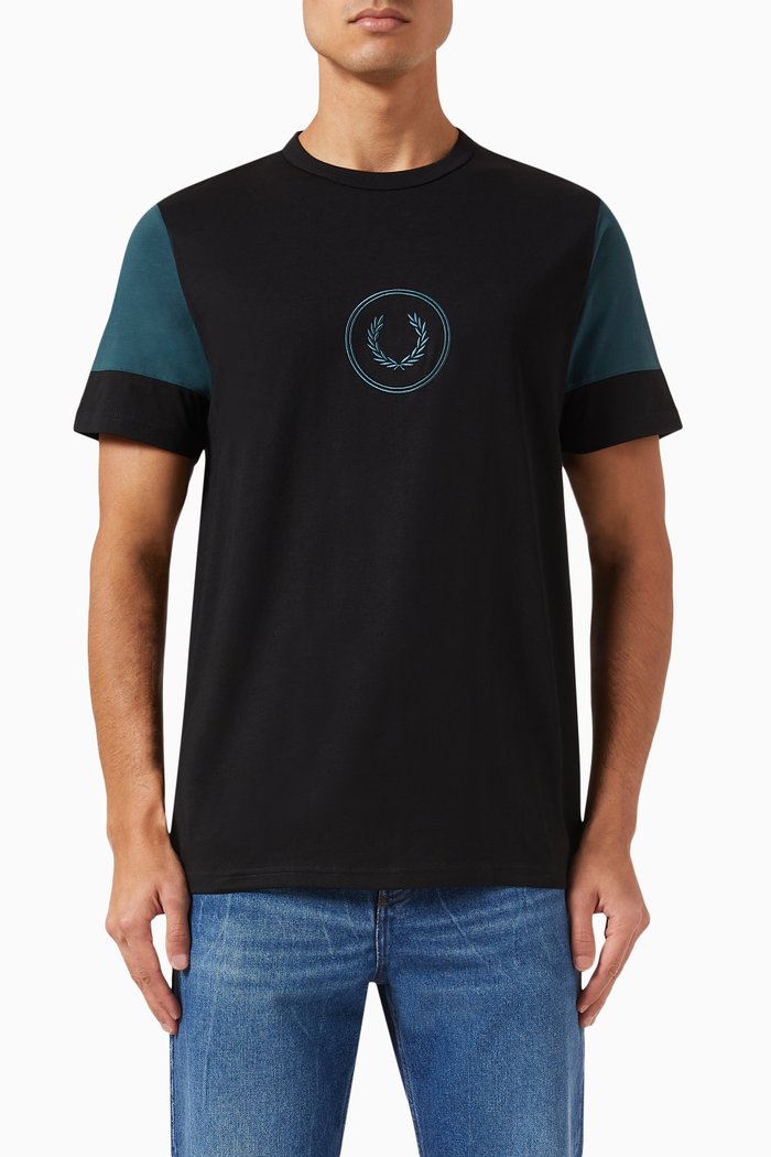 

Colour-block Logo T-shirt in Cotton-jersey, Black