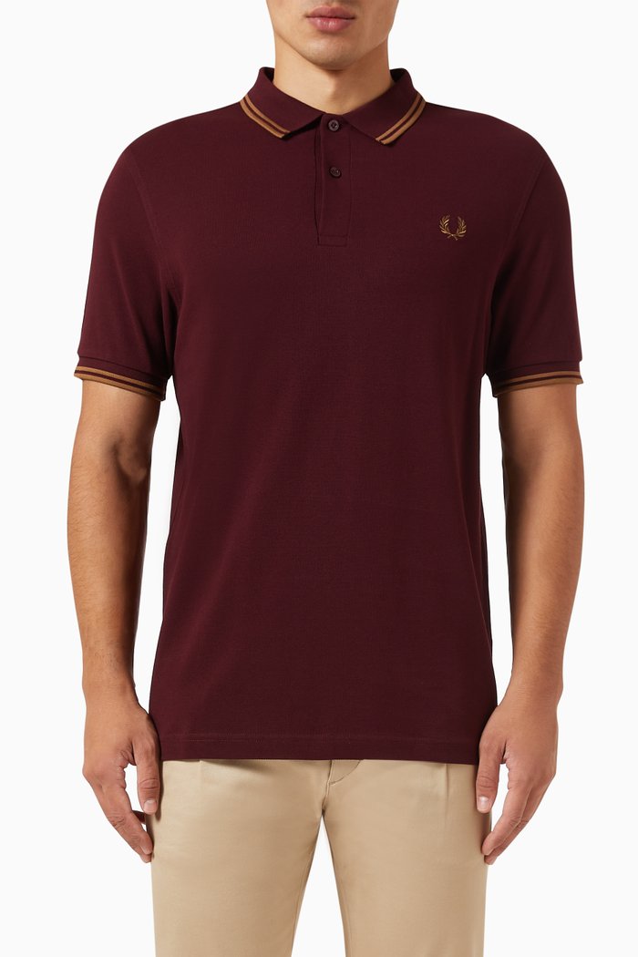 

Twin Tipped Polo Shirt in Cotton, Burgundy